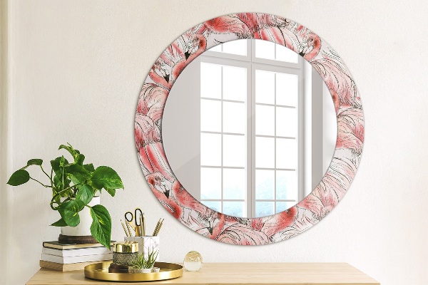 Ronde wandspiegel met print Flamingo-patroon