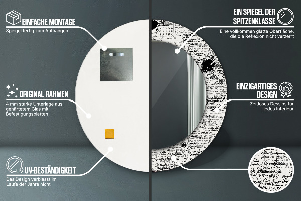 Bedrukte ronde spiegel Doodle-patroon