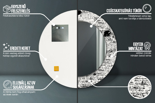 Bedrukte ronde spiegel Doodle-patroon
