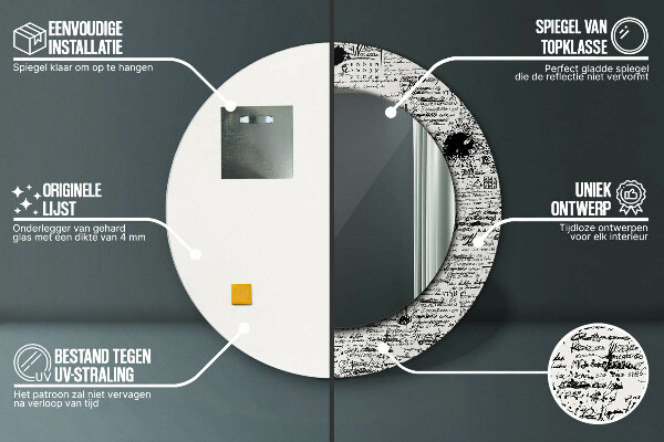 Bedrukte ronde spiegel Doodle-patroon