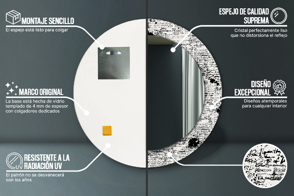 Bedrukte ronde spiegel Doodle-patroon