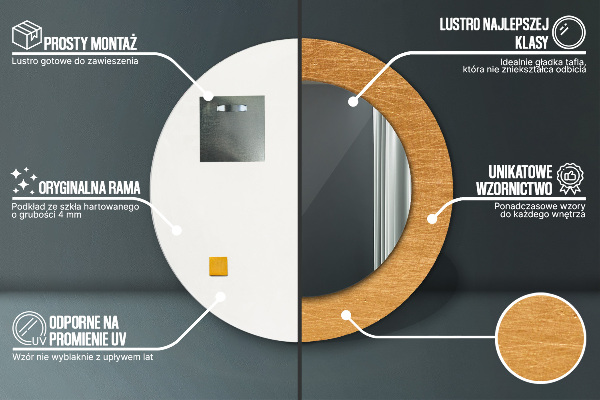 Ronde spiegel met decoratie Metalen oppervlak