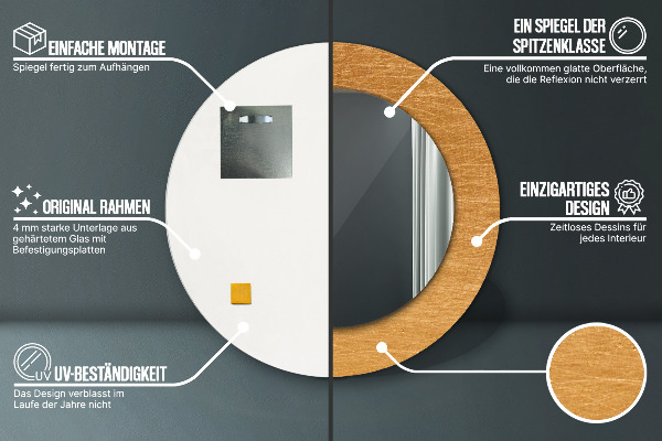 Ronde spiegel met decoratie Metalen oppervlak