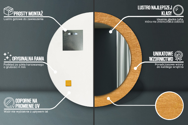 Ronde spiegel met decoratie Metalen oppervlak