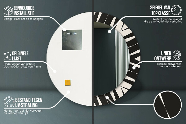 Bedrukte ronde spiegel Geometrie abstractie