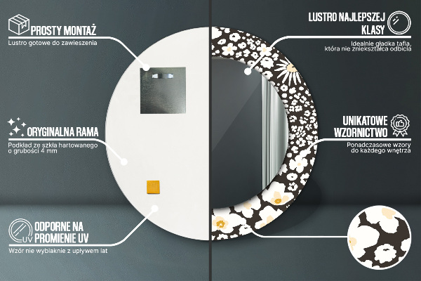 Bedrukte ronde spiegel Ivoren madeliefje