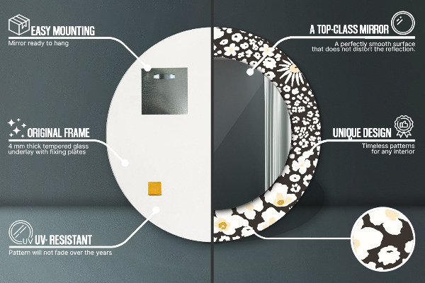 Bedrukte ronde spiegel Ivoren madeliefje