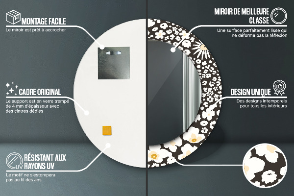 Bedrukte ronde spiegel Ivoren madeliefje