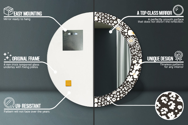 Bedrukte ronde spiegel Ivoren madeliefje