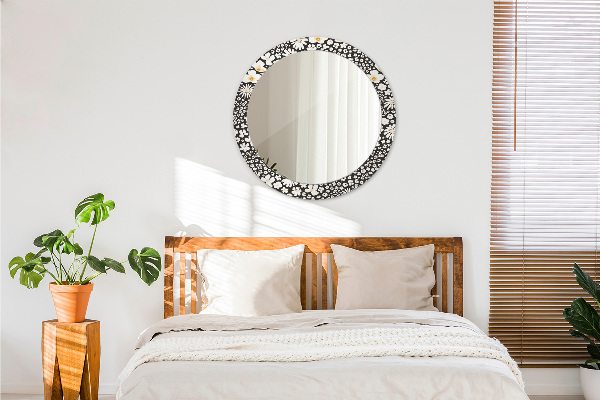 Bedrukte ronde spiegel Ivoren madeliefje