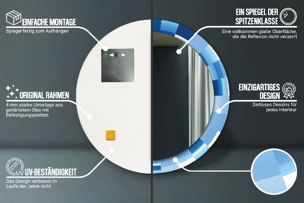 Bedrukte ronde spiegel Abstract blauw