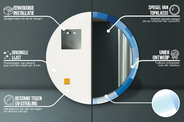 Bedrukte ronde spiegel Abstract blauw