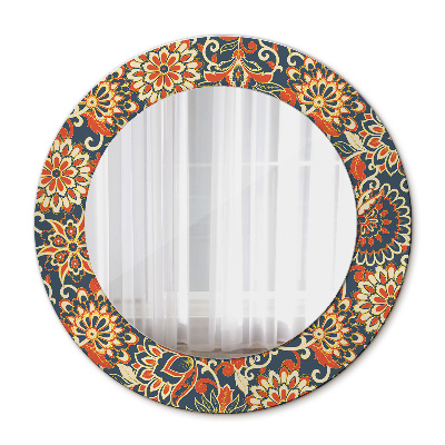 Ronde spiegel met decoratie Uitstekende bloemenillustratie