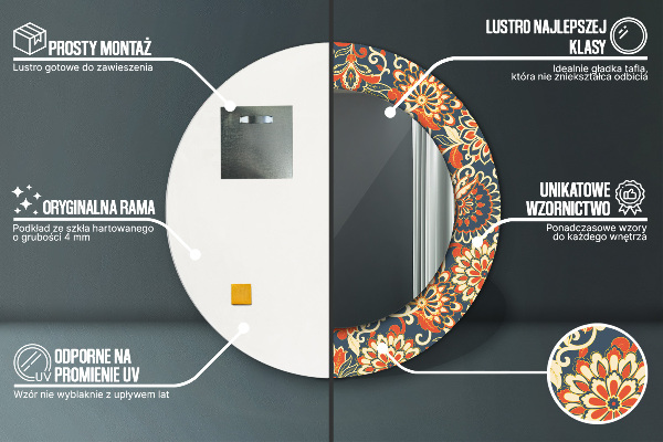 Ronde spiegel met decoratie Uitstekende bloemenillustratie