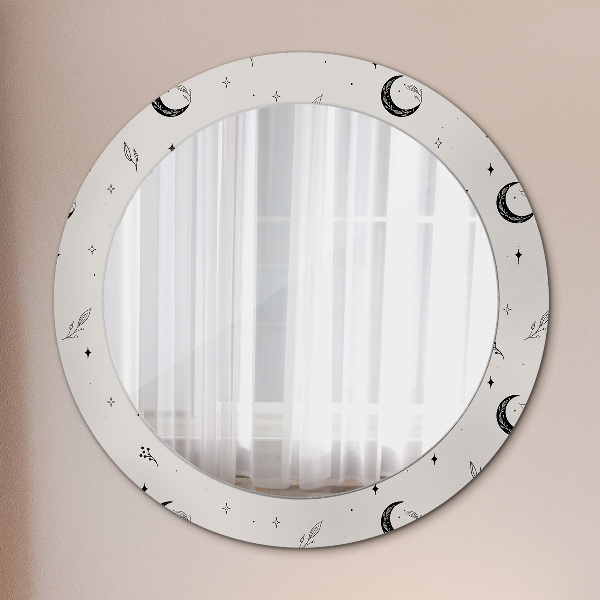 Ronde spiegel met decoratie Doodle bloemplanten