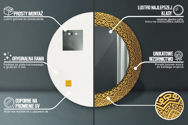 Bedrukte ronde spiegel Grieks ornament