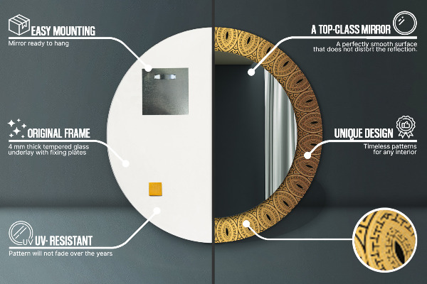 Bedrukte ronde spiegel Grieks ornament