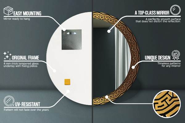 Bedrukte ronde spiegel Grieks ornament