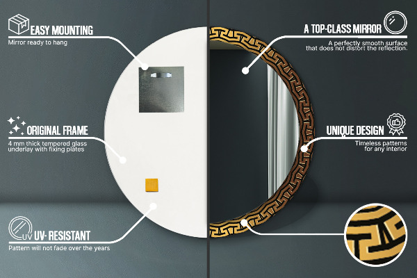 Bedrukte ronde spiegel Grieks ornament