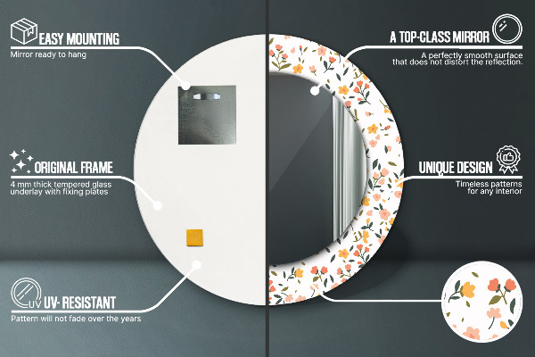 Ronde spiegel met decoratie Kleine zoete bloemen