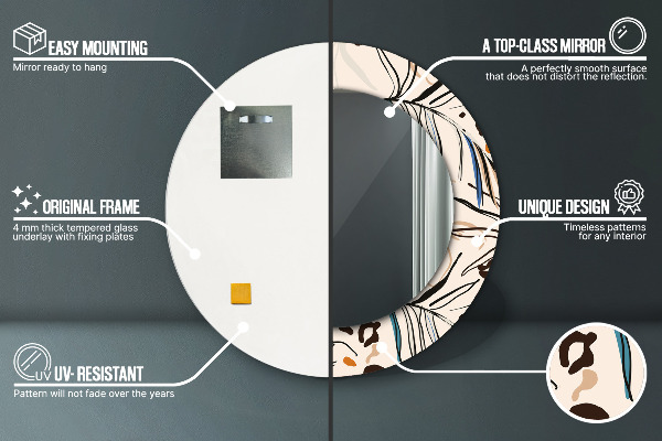 Bedrukte ronde spiegel Jungle patroon bloemen