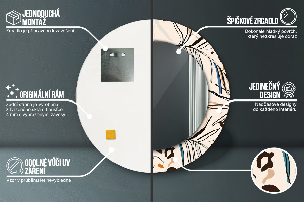 Bedrukte ronde spiegel Jungle patroon bloemen