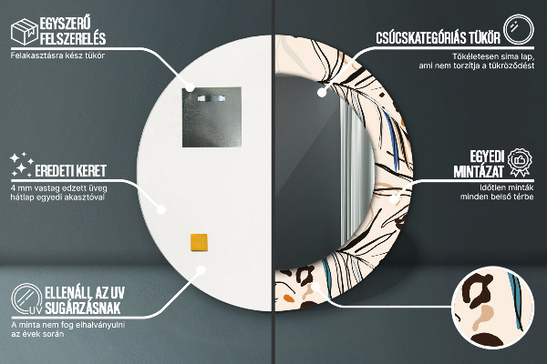 Bedrukte ronde spiegel Jungle patroon bloemen