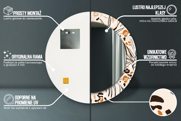 Bedrukte ronde spiegel Jungle patroon bloemen