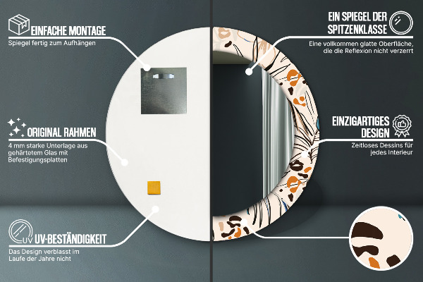 Bedrukte ronde spiegel Jungle patroon bloemen