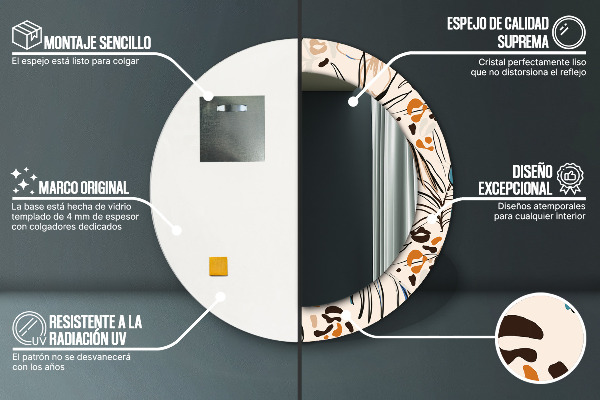 Bedrukte ronde spiegel Jungle patroon bloemen