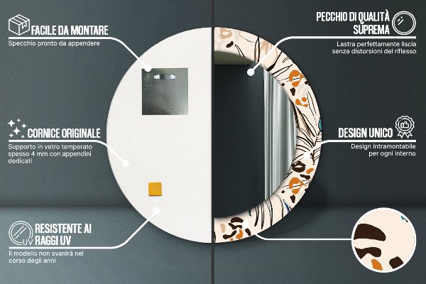 Bedrukte ronde spiegel Jungle patroon bloemen