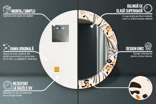 Bedrukte ronde spiegel Jungle patroon bloemen