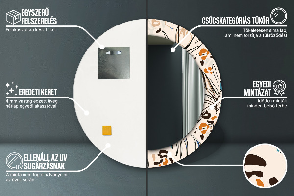 Bedrukte ronde spiegel Jungle patroon bloemen