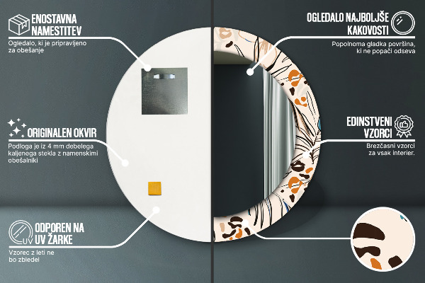 Bedrukte ronde spiegel Jungle patroon bloemen