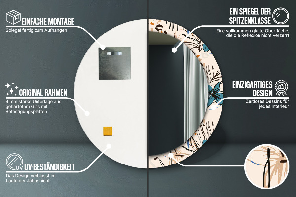 Bedrukte ronde spiegel Jungle patroon bloemen