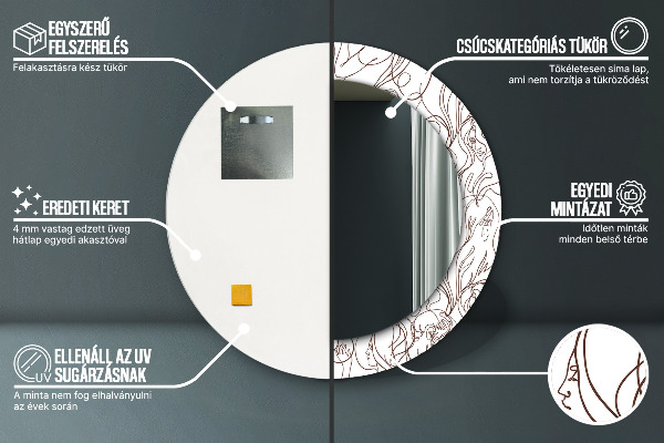 Bedrukte ronde spiegel Kunst lijnen