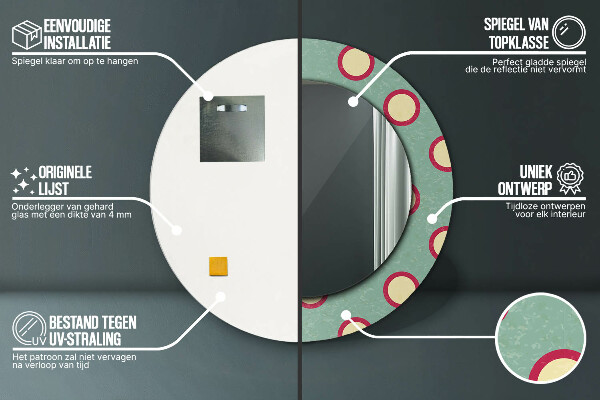 Ronde wandspiegel met print Cirkels stippen