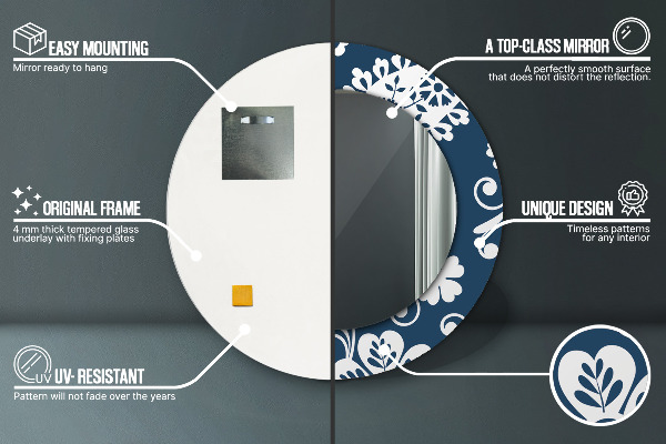 Ronde spiegel met decoratie Paisley-compositie