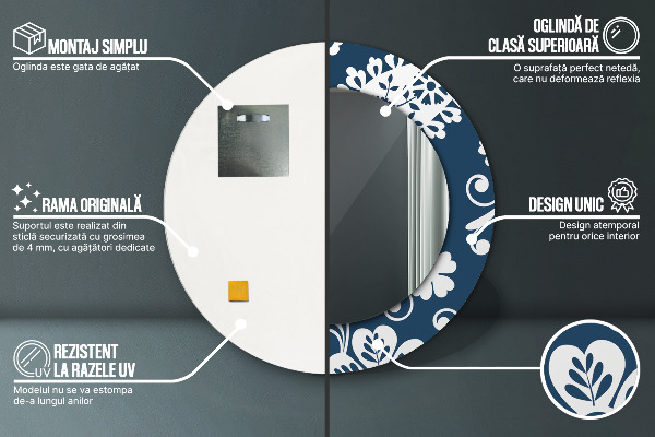 Ronde spiegel met decoratie Paisley-compositie