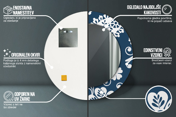 Ronde spiegel met decoratie Paisley-compositie