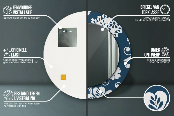 Ronde spiegel met decoratie Paisley-compositie