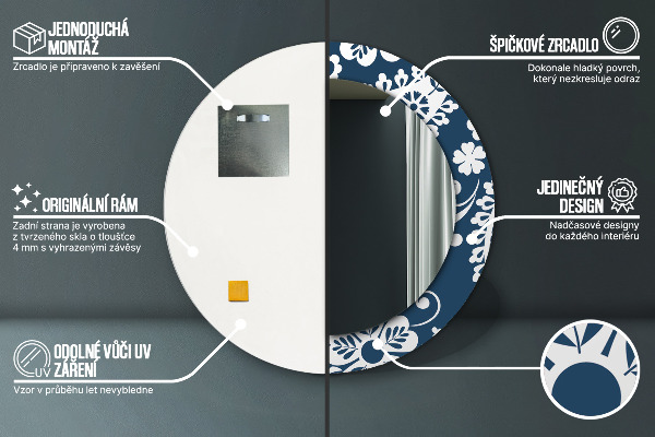 Ronde spiegel met decoratie Paisley-compositie