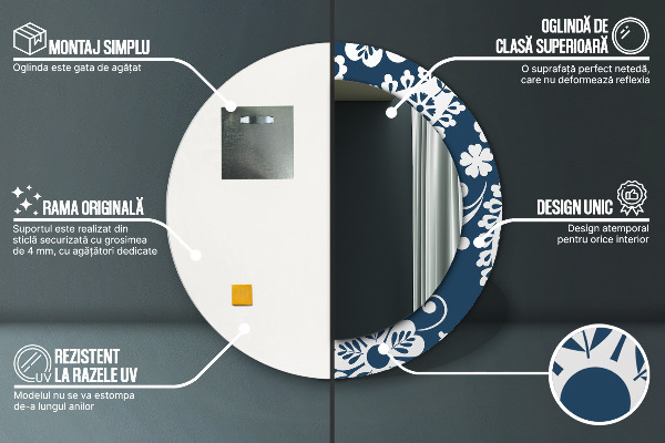 Ronde spiegel met decoratie Paisley-compositie