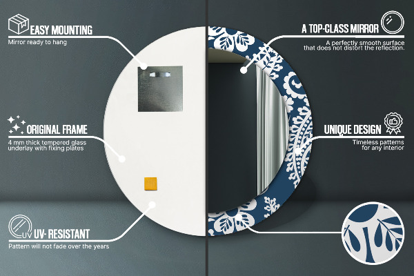 Ronde spiegel met decoratie Paisley-compositie