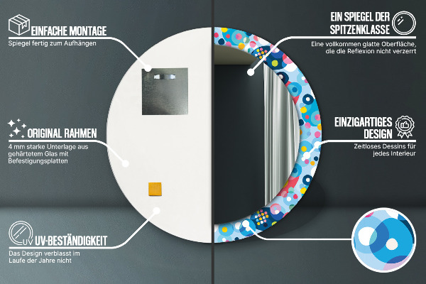 Ronde spiegel met bedrukte lijst Kleurrijke doornen