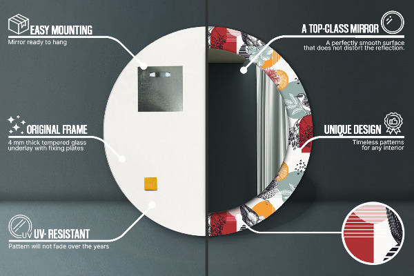 Bedrukte ronde spiegel Abstractie met vogels