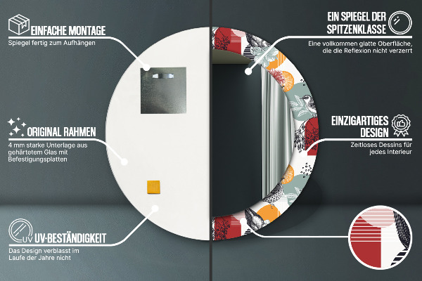 Bedrukte ronde spiegel Abstractie met vogels