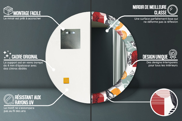 Bedrukte ronde spiegel Abstractie met vogels