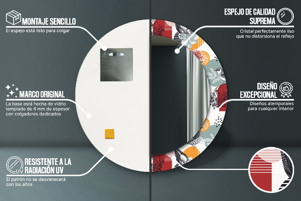 Bedrukte ronde spiegel Abstractie met vogels