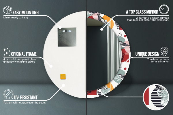 Bedrukte ronde spiegel Abstractie met vogels